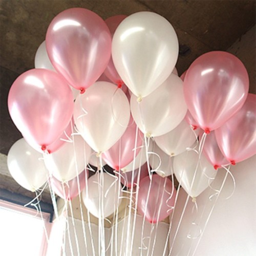 헬륨풍선 20개 - 핑크 화이트