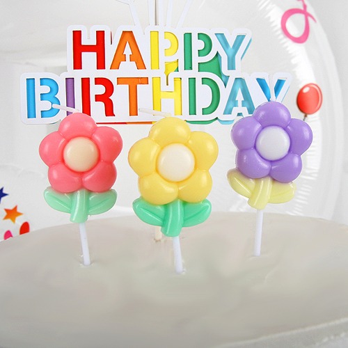 파스텔 꽃 케이크초 3개입 생일초